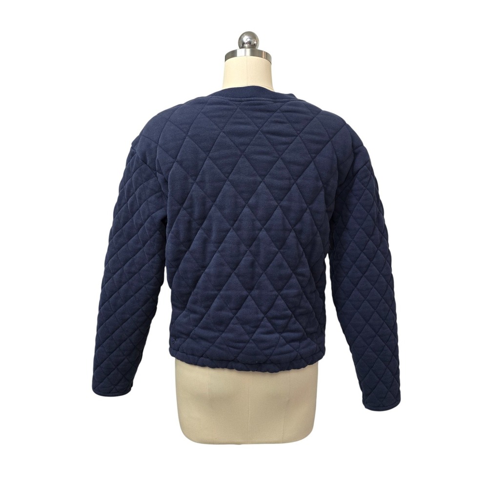 Athleta Quilted Crewneck Sweatshirt Navy Blue XS Long Sleeve Casual Athleisure - Picture 2 of 9